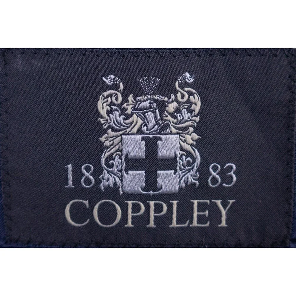Coppley 2-Pcs Solid Navy Blue Suit 100's Wool Blazer Jacket Sz 46R Pants 38X31.5
